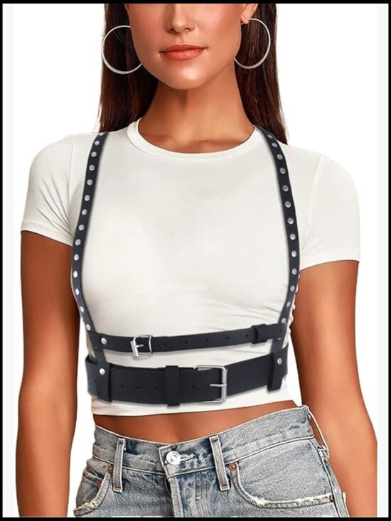 Goth Punk Harness Belt Rivet Body Chain Punk Rock Waist Belt for Parties